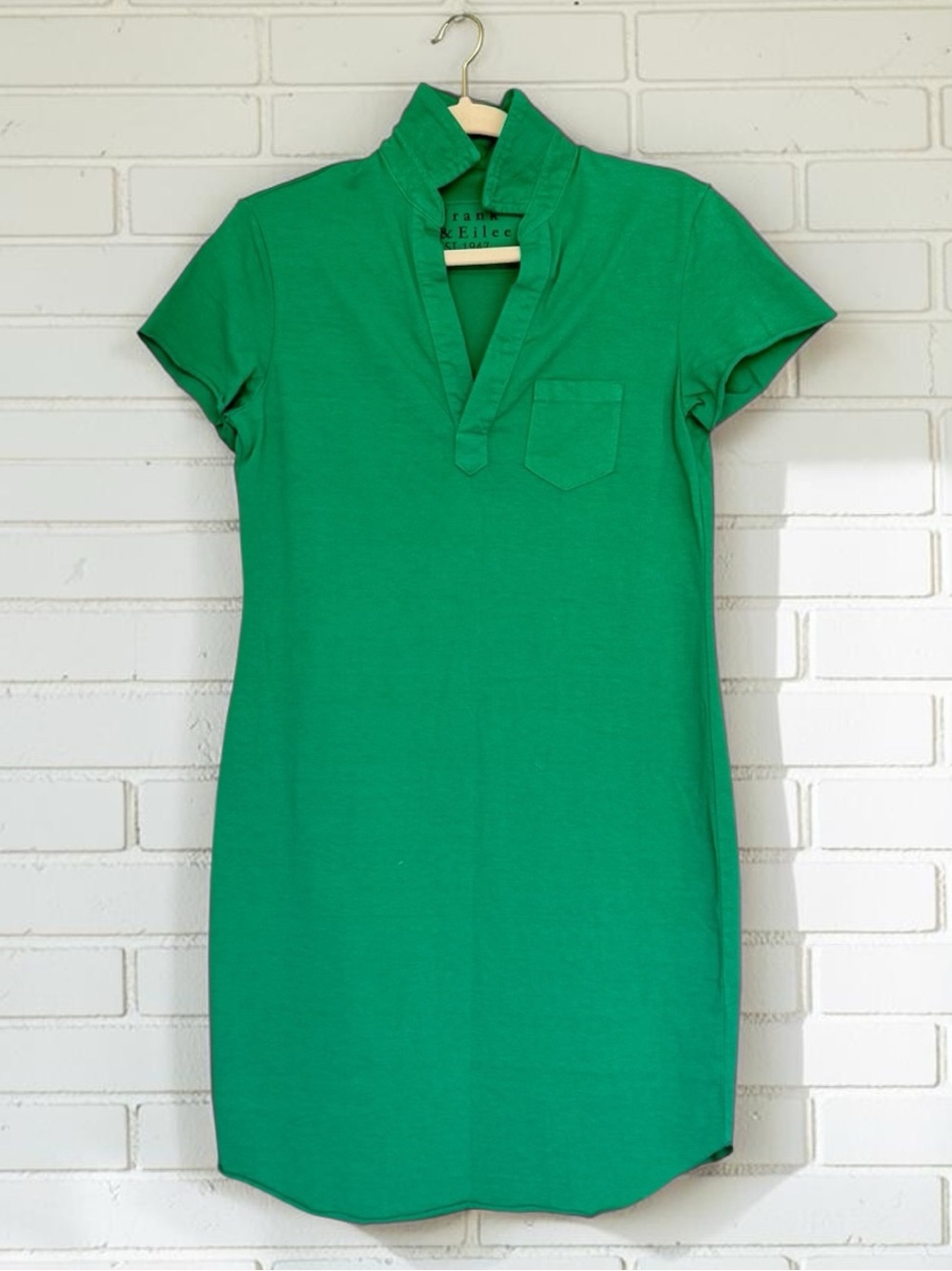 Frank & Eileen Lauren Polo Dress Kelly Green Cotton Vintage Jersey XS NWT
